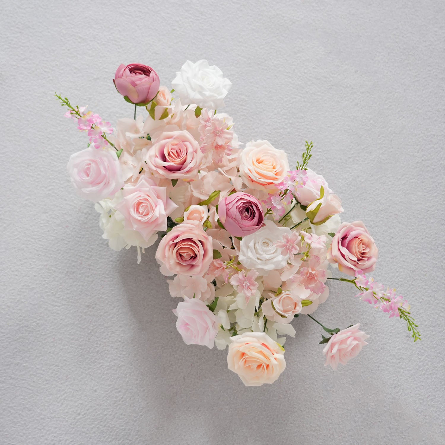 Uflower Pink Rose Sofa Table Runner Floor Flower Arrangement
